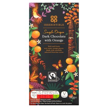 Co Op Irresistible Fairtrade Dark Chocolate with Orange Bar